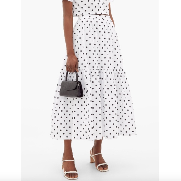 STAUD Polka Dot Yin Yang Black + White Maxi Skirt